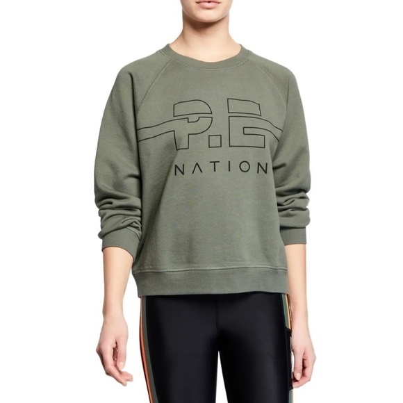 P.E Nation Swingman Raglan Logo Pullover Sweatshirt in Green XL - Picture 3 of 7